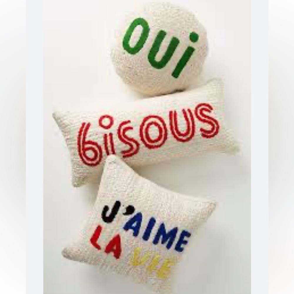 Anthropologie J’AIME LA VIE pillow. CLARE V. for Anthropologie.